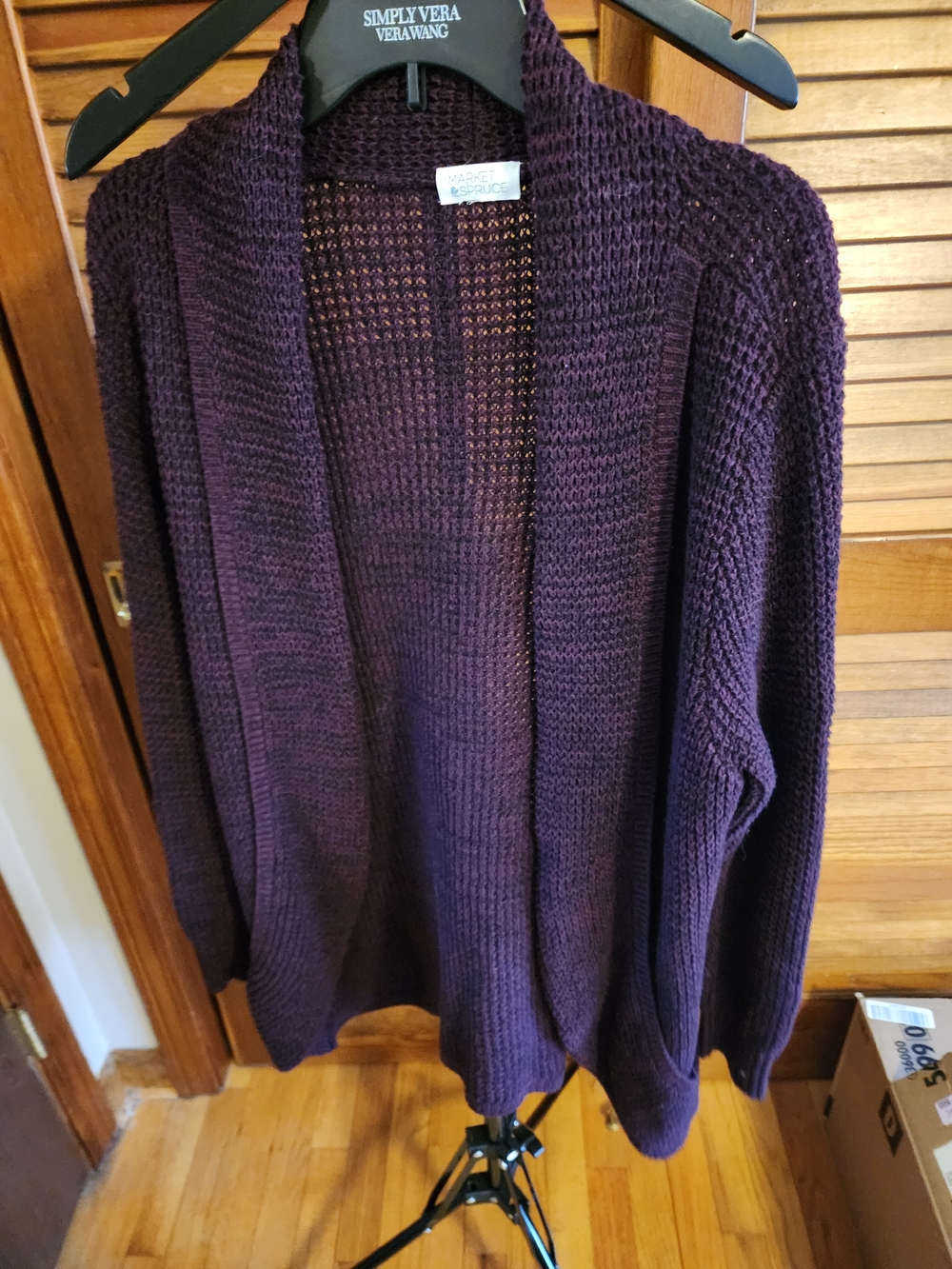 Market Spruce Violet Open-Front Knit Cardigan Sweater - Women